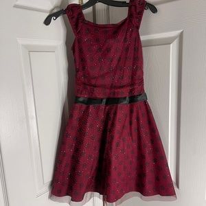 Little Girls Fit Flare Dress with Black Bow